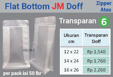 Kemasan Flat Bottom Transparan JM 