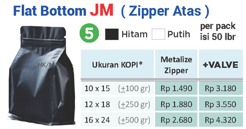 Kemasan Flat Bottom Metalize JM